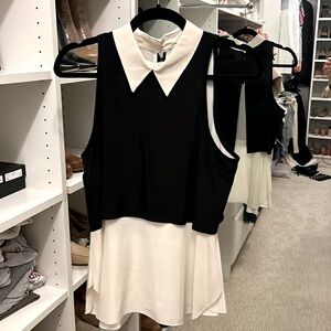 Elizabeth and James tailored tank black and white blouse, like new, size small